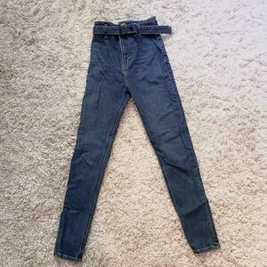 Reformation Kayo Belted High and Skinny High Rise Jeans Dark Wash Size 25